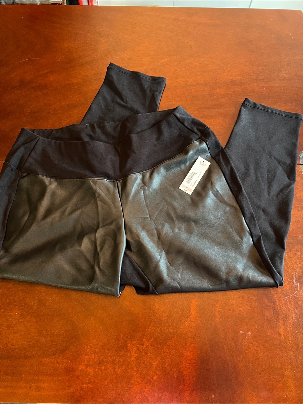 NWT Worthington Black Faux Leather front-Paneled Legging ponte pants